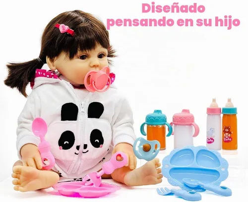 Vista 4 de Accesorios para muñecas de bebé, juego de botellas mágicas de jugo de leche que desaparecen, tazas para sorber con chupetes, cuenco, cucharas