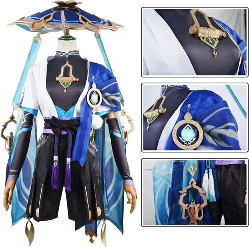 Vista 9 de Wanderer - Conjunto de ropa de cosplay de Genshin Impact Kunikuzushi para juegos de rol, conjunto de ropa de cómic