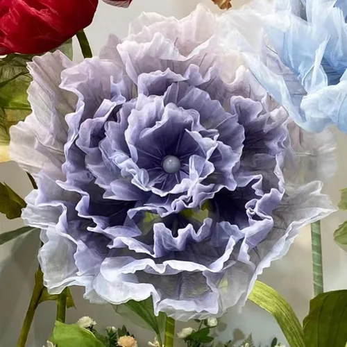 Vista 11 de Decoración de Flores Gigantes con Luz, 6.56 Pies Organza Floral Eléctrica Grande de Apertura Automática con Luz Parpadeante para Boda Cumpleaños
