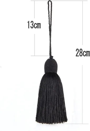 Vista 2 de 2 borlas para llaves con bucle, accesorios hechos a mano, color Negro