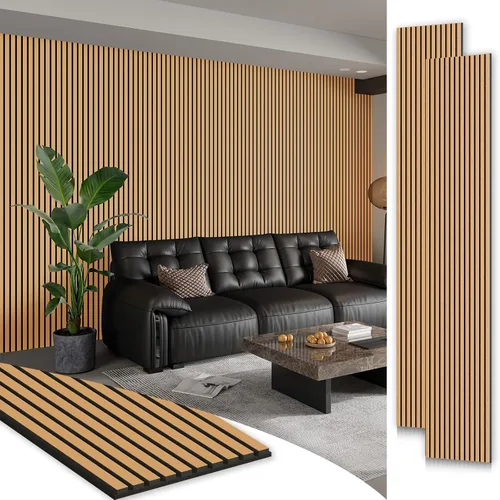 Vista 26 de Smartstandard Panel de Pared de Listones de Madera de Muestra, Paneles de Pared de Madera Insonorizados, Paneles de Madera Acústicos para Pared