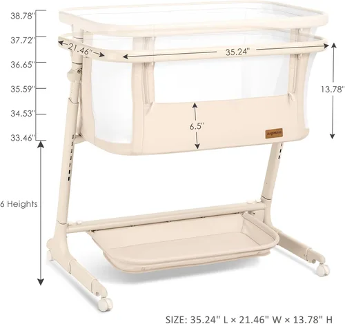 Vista 2 de ANGELBLISS Cuna eléctrica para bebé, cama mecedora automática, 6 alturas con colchón, sábana lavable, control remoto, 5 velocidades, 3