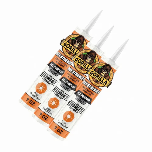 Vista 11 de Gorilla Max Strength - Adhesivo de construcción transparente, pegamento claro, cartucho de 9 onzas (paquete de 2) - Relleno de huecos e impermeable