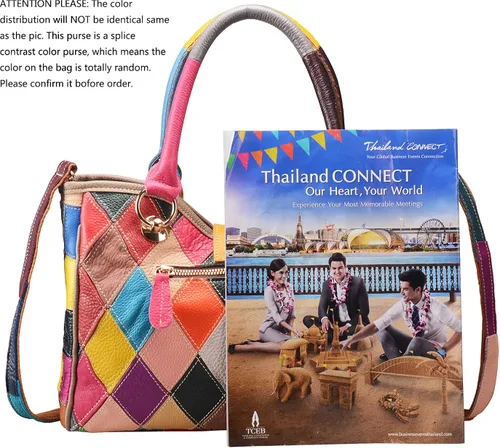 Vista 3 de Bolso Heshe multicolor, bolso de mano, cartera redonda, bolso cruzado para mujer
