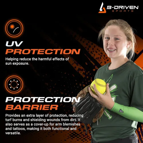 Vista 5 de B-Driven Sports Manga de Compresión Pro-Fit para Brazo - Deportes Atléticos Baloncesto, Fútbol, Sóftbol, Carrera, Juegos, - nan (1 unidad)