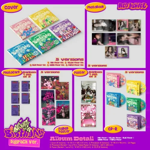 Vista 2 de Red Velvet - The Reve Festival 2022 Birthday, Digipack Ver. (Blue Flavor Cover incl. Album, PreOrder Benefit, Extra Photocards)