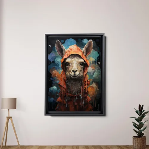 Vista 2 de Alpaca Canvas Wall Art for Bathroom Living Room Wall Decoration Animal Wall Painting Autumn Landscape Wall Picture Aesthetic Alpaca Wall Decor
