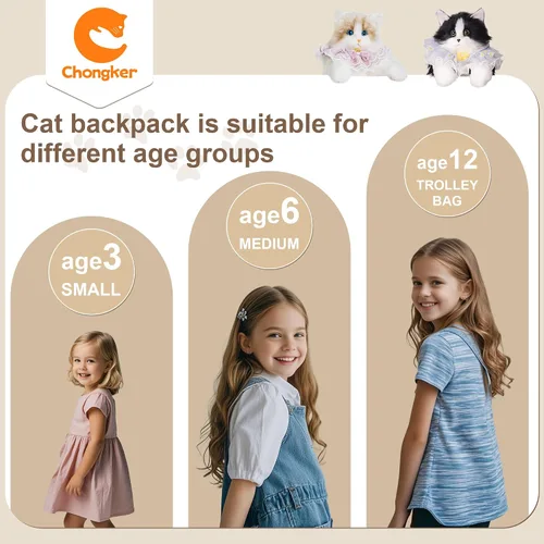 Vista 8 de Chongker Mochila con forma de gato Calico, negro (BlackCat), Grande, Mochila Gato Negro