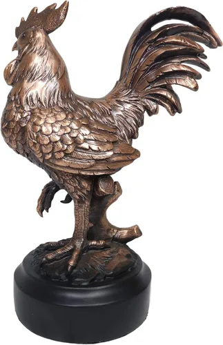 Vista 3 de Ebros Country Western - Estatua decorativa de gallina de gallo en bronce galvanizado con base Sunshine Crow Rural Barnyard Farmhouse Gallina Cocina