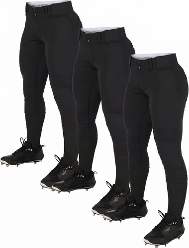 Vista 14 de Champro - Pantalones tradicionales de torneo para mujer de tiro bajo de softbol Negro