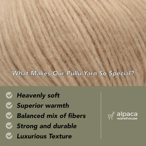 Vista 2 de Pullu - Juego de 3 madejas de hilo de lana de alpaca bebé y merino (150 gramos) de peso worsted - Procedencia directa de Perú - Celestialmente suave