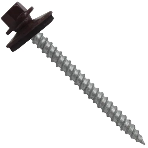 Vista 21 de 12 tornillos para techos de metal gris ABC de 2-1/2 pulgadas, cabezal de arandela hexagonal, arranque automático/roscado, arandela EPDM. 1 bolsa