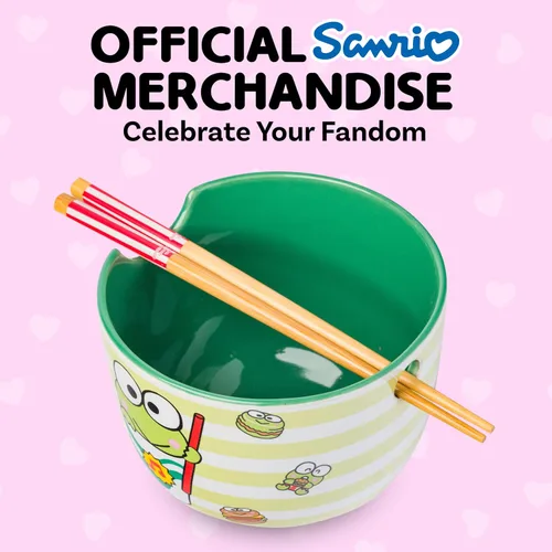 Vista 22 de Silver Buffalo Hello Kitty y sus amigos Chococat - Tazón de cerámica para ramen y arroz con palillos, patrón a cuadros, apto para microondas, 20