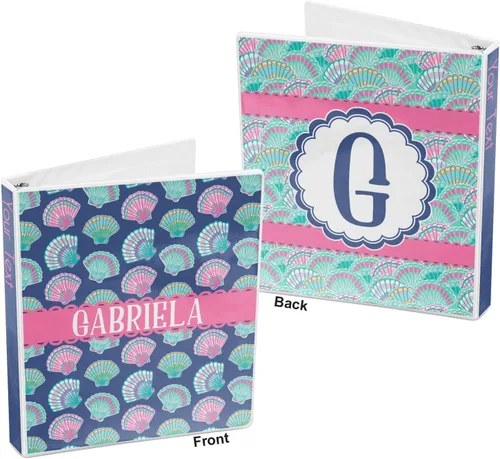 Vista 5 de Carpeta personalizada de 3 anillas de conchas marinas de 1 pulgada, multicolor