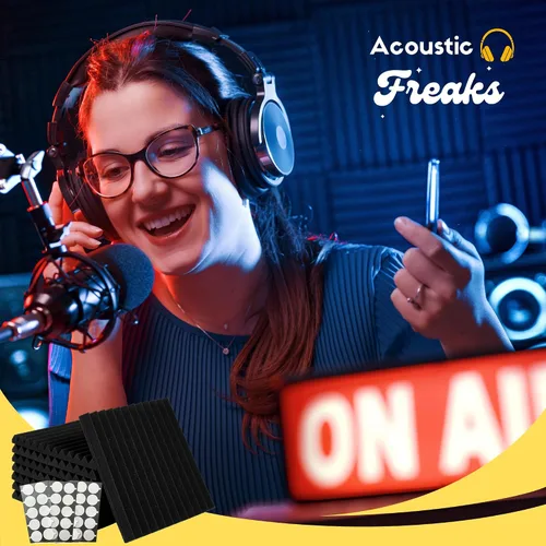 Vista 6 de Paquete de 52+1 paneles de espuma acústica – Paneles de espuma de alta densidad a prueba de sonido de 12 x 12 x 1 pulgada para paredes