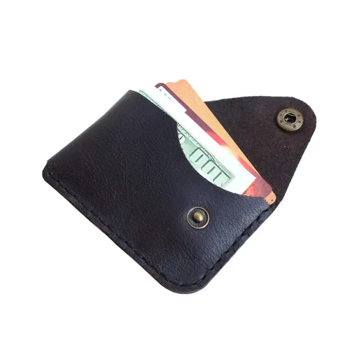 Vista 3 de Handmade Leather Front Pocket Card Holder Wallet, Bifold Design with Card Slots, Minimalist Card Case Simple