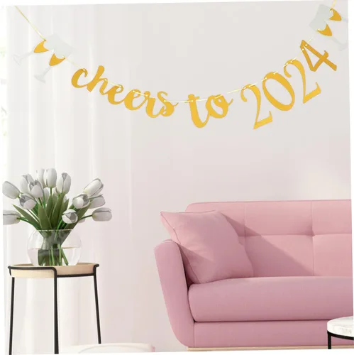 Vista 4 de Diadema de calabaza 1 juego de Año Nuevo Latte Art Decoración de Nochevieja Decoraciones Festivas de Año Nuevo 2024 Cartel de Feliz Año Nuevo