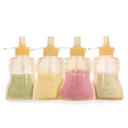 Vista 13 de haakaa Yummy Pouch - Bolsa reutilizable para alimentos para bebés, 4 onzas Verde