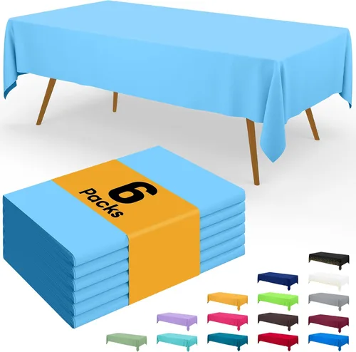 Vista 139 de Smiry - Juego de 6 manteles desechables, 54 x 78 pulgadas, manteles impermeables rectangulares para fiestas, cubierta de mesa de plástico
