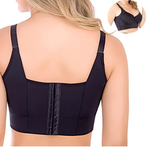 Vista 2 de Brasier deportivo con copa profunda para mujer, oculta la grasa de la espalda, brasier deportivo con realce incorporado con faja moldeadora