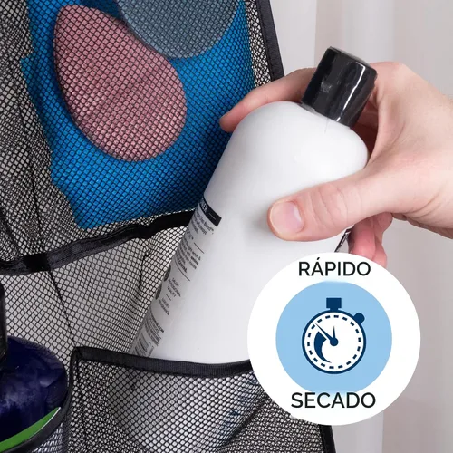 Vista 4 de S&T INC. Organizador de ducha, organizador de ducha o organizador de baño con malla de secado rápido, 7 bolsillos para guardar champú, jabón