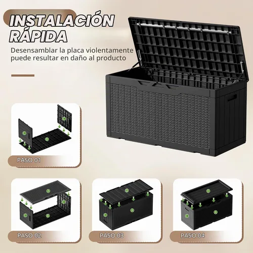 Vista 4 de Devoko Caja de almacenamiento impermeable para exteriores con cojín de 100 Negro