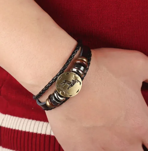 Vista 24 de Hamoery Pulsera de cuero de aleación punk para Constellation trenzada pulsera pulsera brazalete