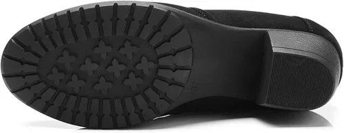 Vista 4 de VJH confort - Botines para mujer, con cordones, punta redonda, cómodos, de tacón bajo, con cremallera lateral