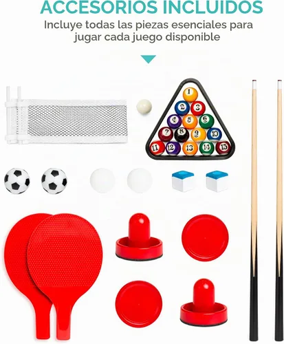 Vista 6 de Best Choice Products 4-in-1 Multi Game Table, Childrens Combination Arcade Set w/Pool Billiards, Air Hockey, Foosball and Table Tennis