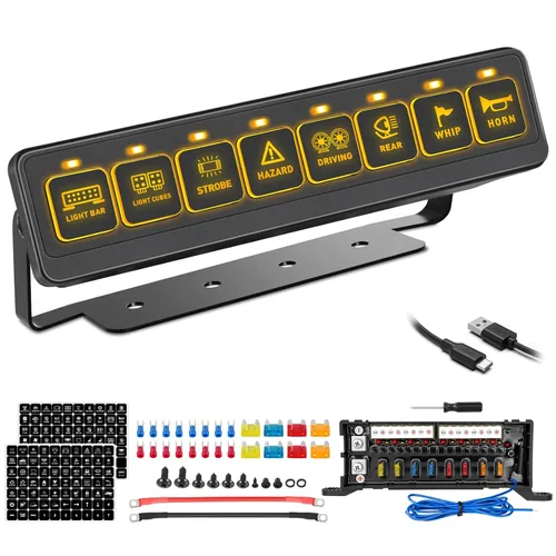 Vista 10 de Panel de interruptor de 6 bandas, Niking Auto Caja universal de control de circuito sistema de relé de interruptor de botón de encendido y apagado