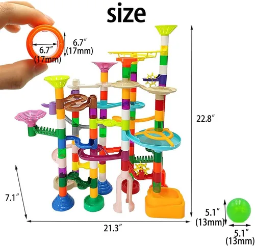 Vista 3 de DSHMIXIA Marble Run para niños de 3-4 y 5-8 años, 150 piezas de juguetes de construcción resistentes, juegos para niños, pista de carreras