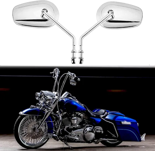 Vista 9 de Espejos retrovisores negros de 8 mm en forma de lágrima para motocicleta para Sportster XL 883 1200 Road King V-Rod Street Glide Electra Glide Dyna