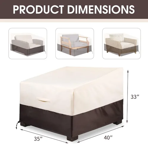 Vista 6 de ALSTER Fundas para Sillas de Patio, Funda para Asiento Profundo de Sillón, Resistentes e Impermeables, Fundas para Muebles de Patio al Aire Libre