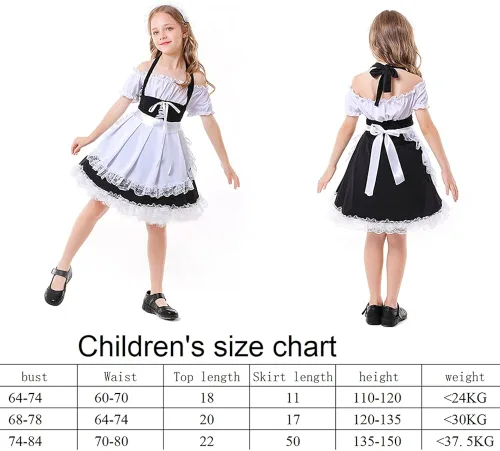 Vista 5 de Vestido de cosplay de lolita para niños y niñas con hombros descubiertos vestidos cortos de Halloween