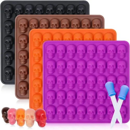 Vista 13 de Molde de silicona de calavera, moldes de silicona para Halloween, moldes para gomitas, paquete de 2 moldes de chocolate de Halloween, mini moldes