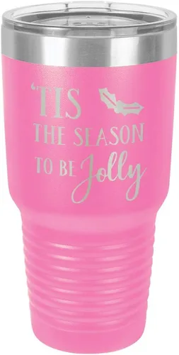 Vista 15 de TIS THE SEASON TO BE JOLLY Engraved - Vaso de acero con revestimiento de polvo grabado con láser, taza de viaje, libre de BPA, con camello polar