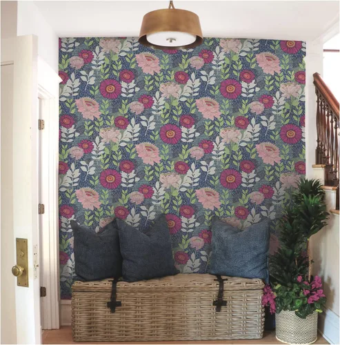 Vista 8 de RoomMates Tamara Day RMK12513RL - Papel tapiz autoadhesivo para jardín botánico, color azul