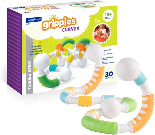 Vista 14 de Guidecraft Grippies Windows - Juego de 16 piezas, juguete magnético de construcción de agarre suave para niños pequeños