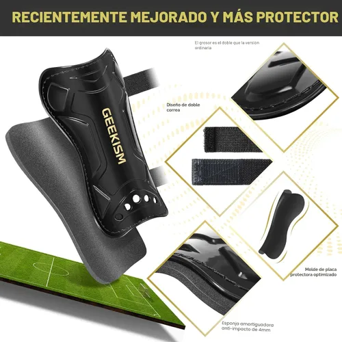 Vista 5 de Espinilleras de fútbol Geekism para niños jóvenes, niños pequeños, espinilleras protectoras de fútbol y mangas - Equipo de fútbol para niños de 3