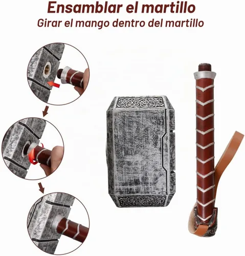 Vista 4 de Martillo de Halloween para cosplay, hacha de espuma de PU, ideal para LARP, regalos de cumpleaños Martillo en T