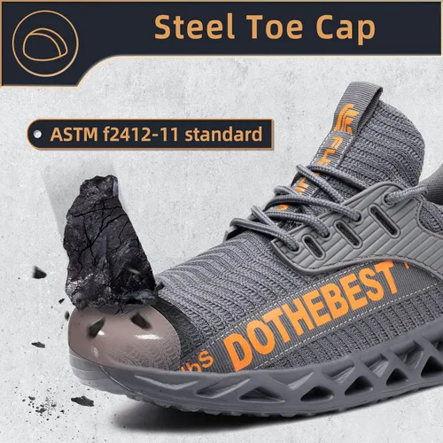 Vista 21 de Furuian - Tenis con punta de acero para hombres y mujeres, zapatos de seguridad ligeros, cómodos, a prueba de pinchazos, zapatos de trabajo