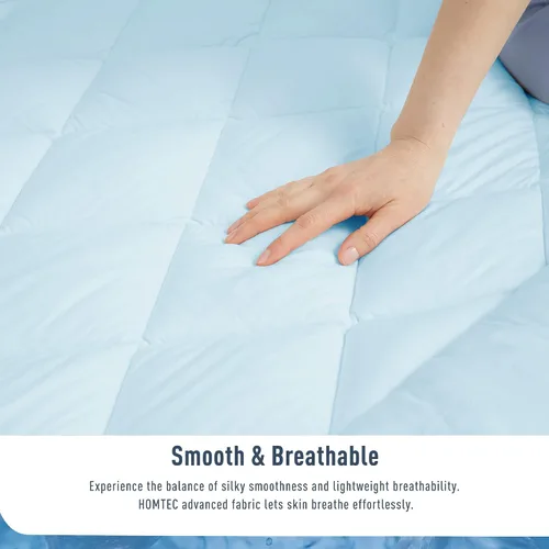Vista 7 de Protector de colchón tamaño individual refrescante impermeable, con bolsillo profundo (18-22 pulgadas), transpirable y suave para personas que