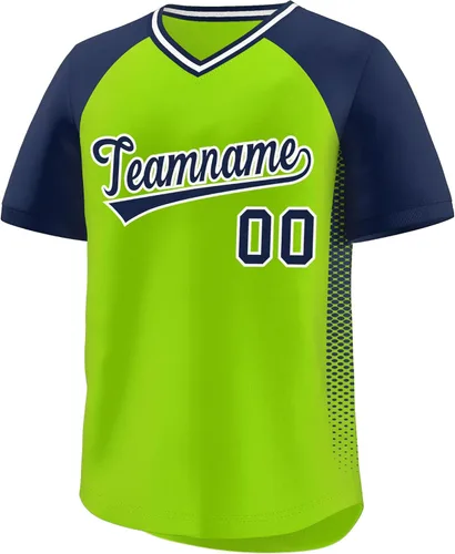 Vista 40 de Camiseta de béisbol personalizada con cuello en V para hombres, mujeres y jóvenes, camisetas de béisbol personalizadas con costuras o estampadas