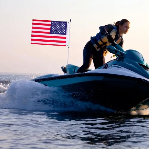 Vista 5 de Bandera de Estados Unidos de 12 x 18 pulgadas, bandera patriótica pequeña de Estados Unidos cosida con 50 estrellas para motocicleta, yate, barco