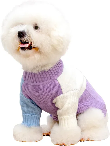 Vista 10 de Kayto Suéter para perro, de manga larga de punto térmico, ropa de invierno para perros pequeños, machos y niñas, abrigo para mascotas, sudadera