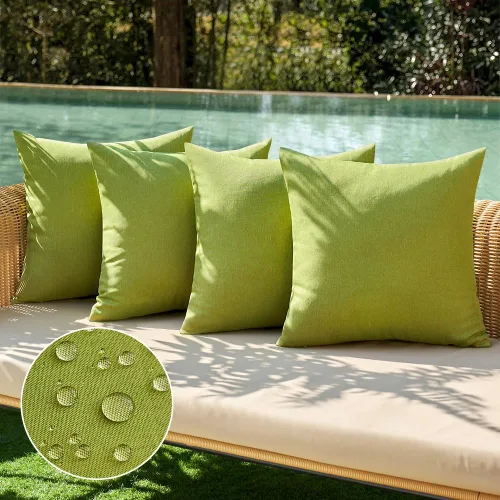 Vista 31 de MIULEE - Paquete de 4 fundas decorativas de cojín para exterior, de lino, impermeables, para jardín, patio, tienda de campaña, balcón, sofá, 16 x 16