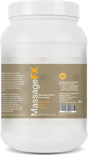 Vista 11 de MASSAGE FX Crema de masaje sin perfume, 4 onzas, cremas de masaje para terapia de masaje, infundidas con árnica, girasol y vitamina E