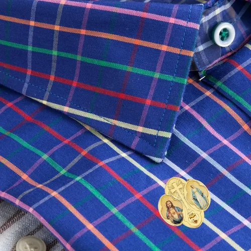 Vista 5 de Pin de solapa con corazón sagrado y milagroso para mochila, chaqueta o sombrero, medalla de cruz de tono dorado, joyería cristiana, regalo religioso