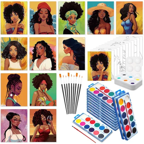 Vista 15 de Ctosree 12 juegos de lienzo predibujado para pintar adultos, kit de sorbo y pintura, lienzo preimpreso a granel para Pascua, Día de la Madre