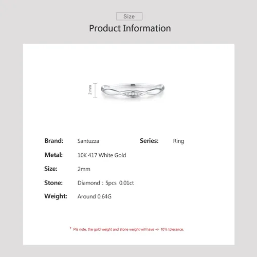 Vista 4 de Santuzza Anillo apilable trenzado delicado de oro macizo de 10 quilates con diamantes auténticos para mujer